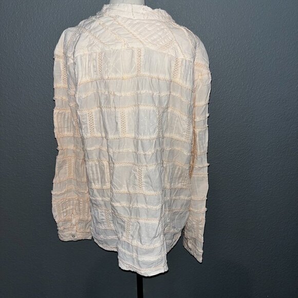 DYLAN Patchwork Long Sleeve Button Tunic Top- Light Peach - New with Tags - XXL - Picture 6 of 10